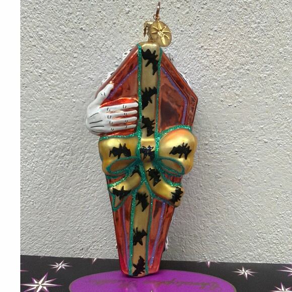 Christopher Radko Halloween Gifts of Grab Coffin Glass Ornament - Picture 1 of 8